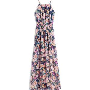Fate Ruby Floral Maxi‎ Dress Halter Keyhole Elastic Waist Navy Blue Pink Size MP
